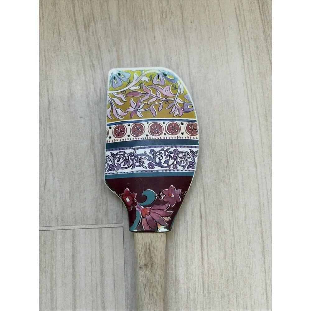 Anthropologie Floral Spatula Silicone Beechwood 0242